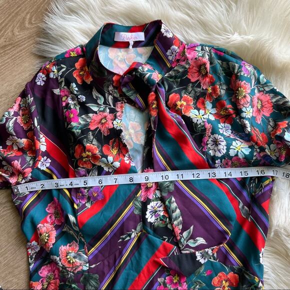 parker madison stripe floral shift dress size 8 - Picture 6 of 9